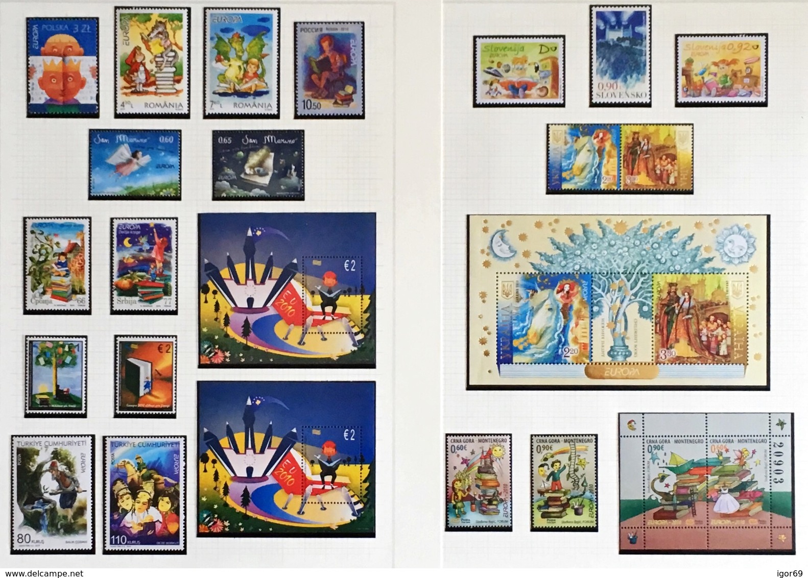 2010 Europa-CEPT Children books complete year set with blocks and sheets from booklets