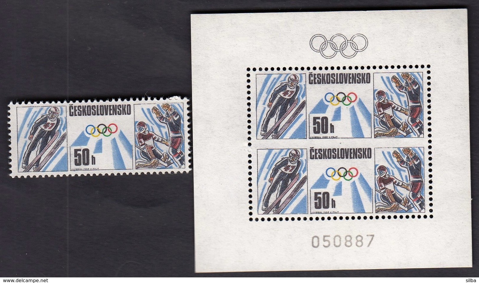 Czechoslovakia 1988 / Olympic Games Calgary / Ski Jumping, Ice Hockey / Mi 2941 / MNH - Winter 1988: Calgary