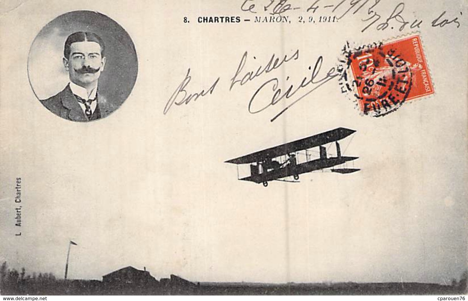 C P A AVION CHARTRES MARON BIPLAN 1912 - ....-1914: Précurseurs