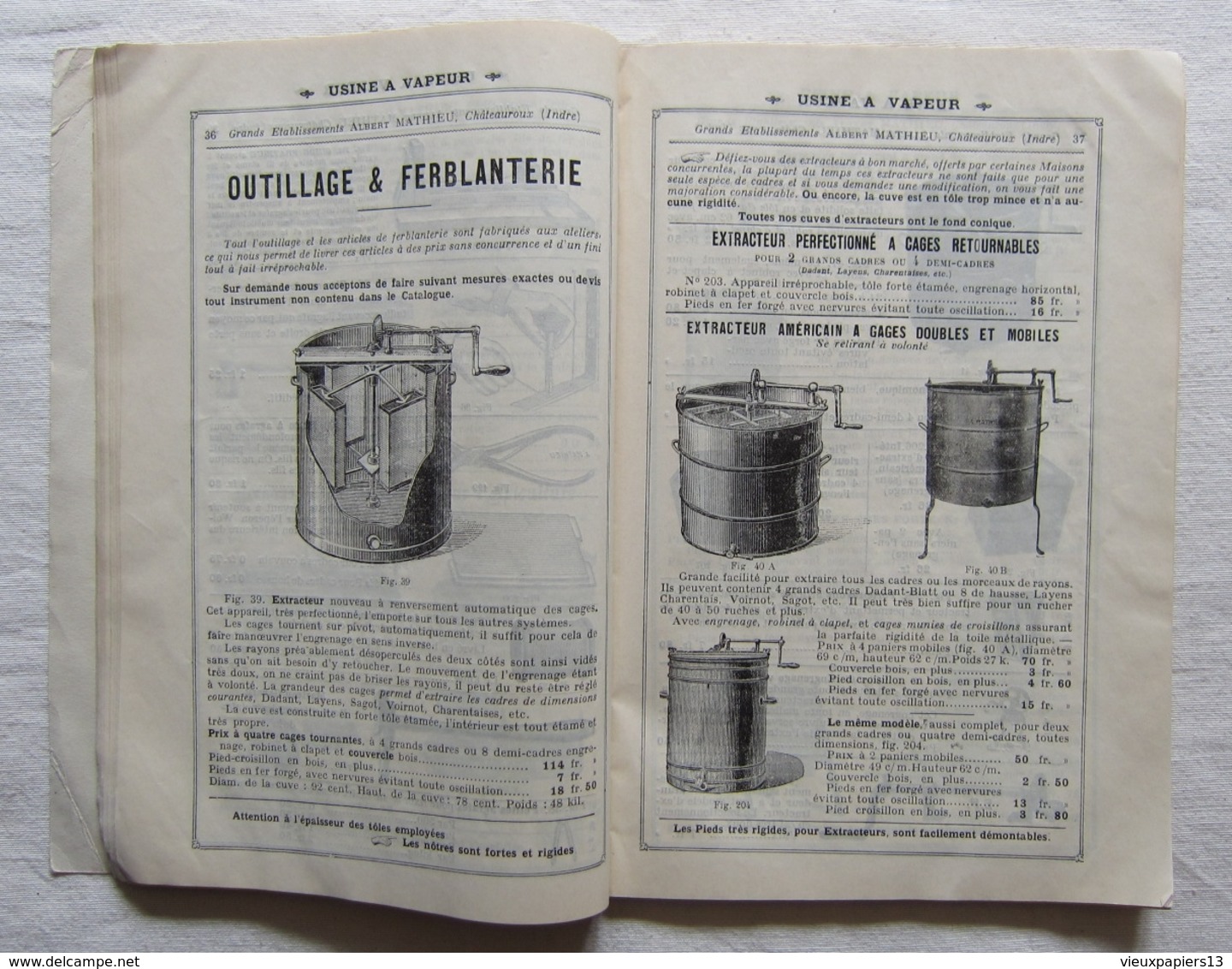 TB Catalogue ~1910 Gds Ets d'Apiculture & d'Aviculture Albert Mathieu Chateauroux Indre - 118 pages  nombreuses gravures