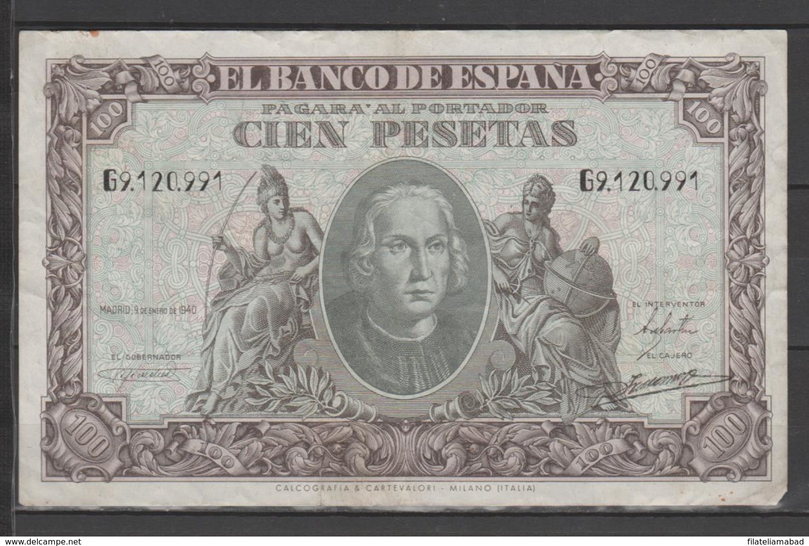 ESPAÑA BILLETE DE 100Pts. Del Año 1940 Circulado En En Muy Buen Estado (C.B. - 100 Pesetas