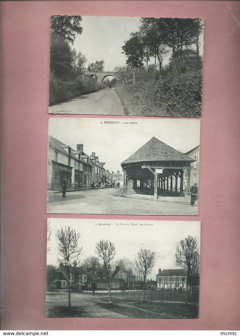 3 Cartes : Hornoy - Les Halles - Le Pont - La Place Et L'école Des Garçons - Hornoy Le Bourg