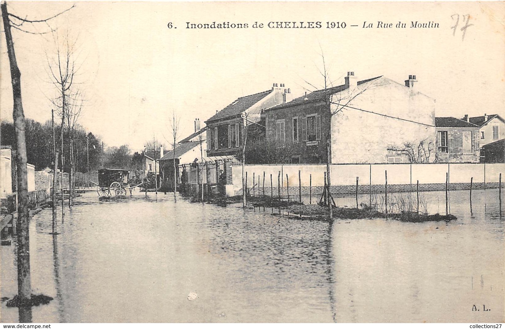 77-CHELLES- INONDATION, LA RUE DU MOULIN - Chelles