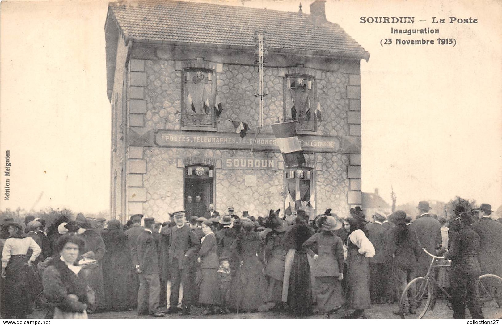 77-SOURDUN- LA POSTE INAUGURATION 23 NOVEMBRE 1913 - Autres & Non Classés