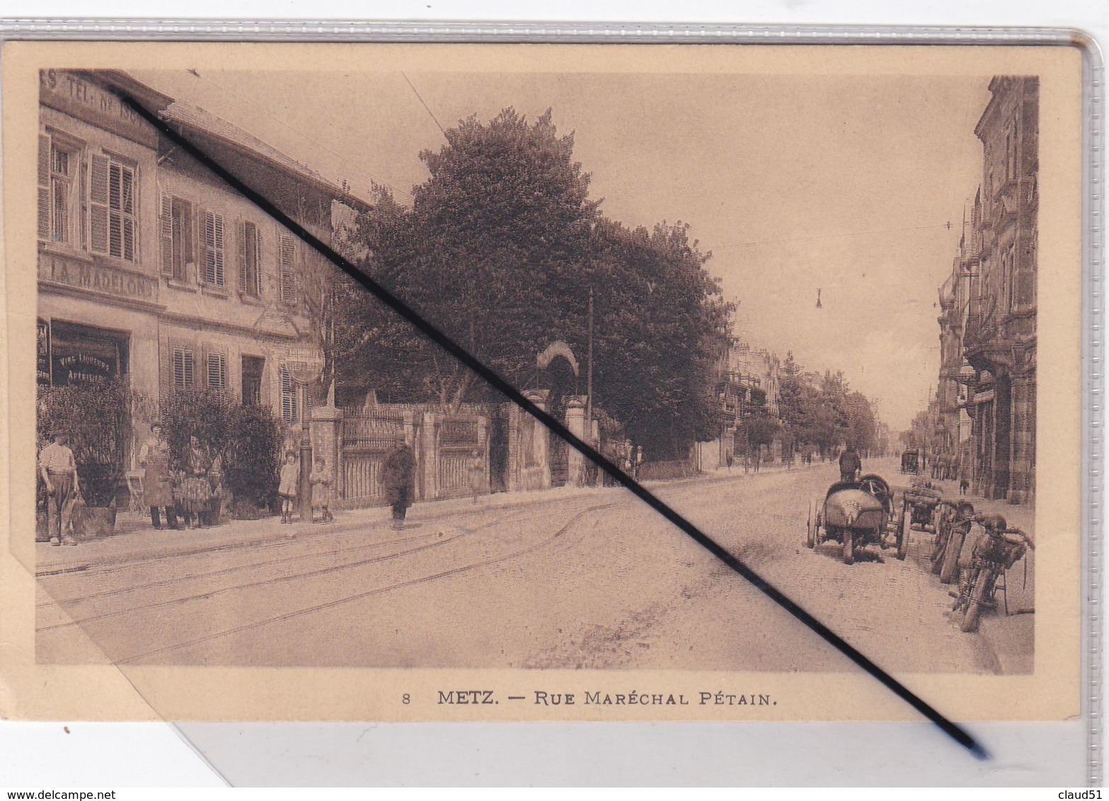 Metz (57) Rue Du Maréchal Pétain (Automobile à 3 Roues,motos,Café La Madelon) - Metz