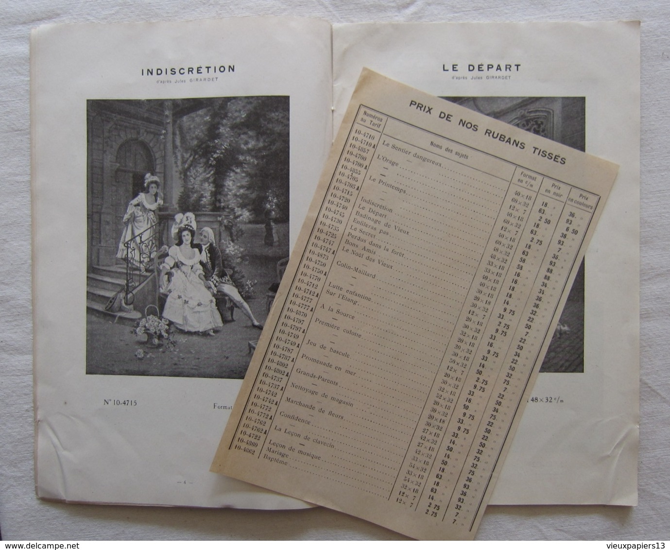 Catalogue ~1910 Manufacture D'Armes & Cycles De Saint-Etienne - Reproductions Artistiques Tissées Sur Ruban - Manufrance - Textilos & Vestidos