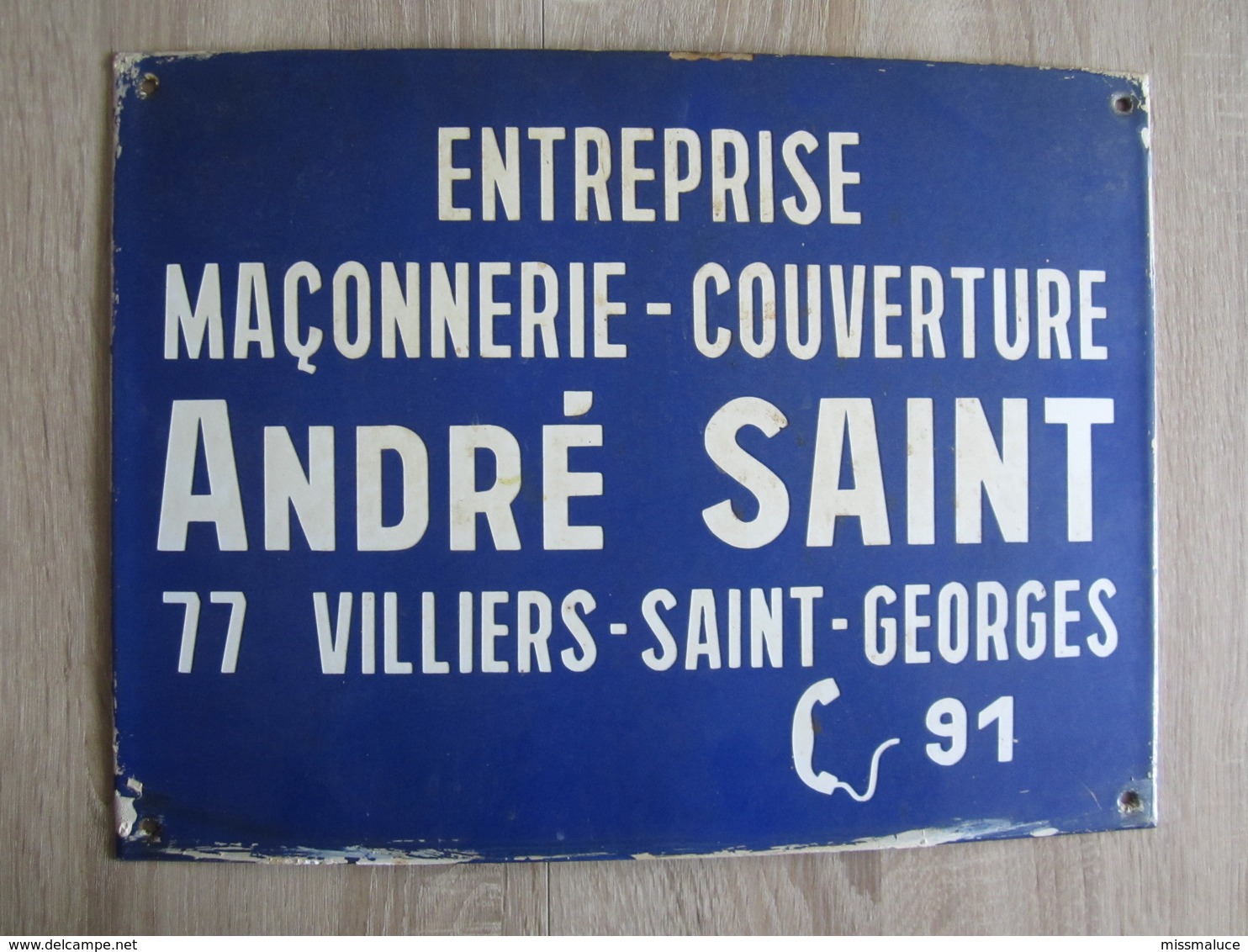 Publicité Plaque Ancienne émmaillée Maçonnerie Entreprise Villiers Saint Georges 77 Seine Et Marne - Autres & Non Classés