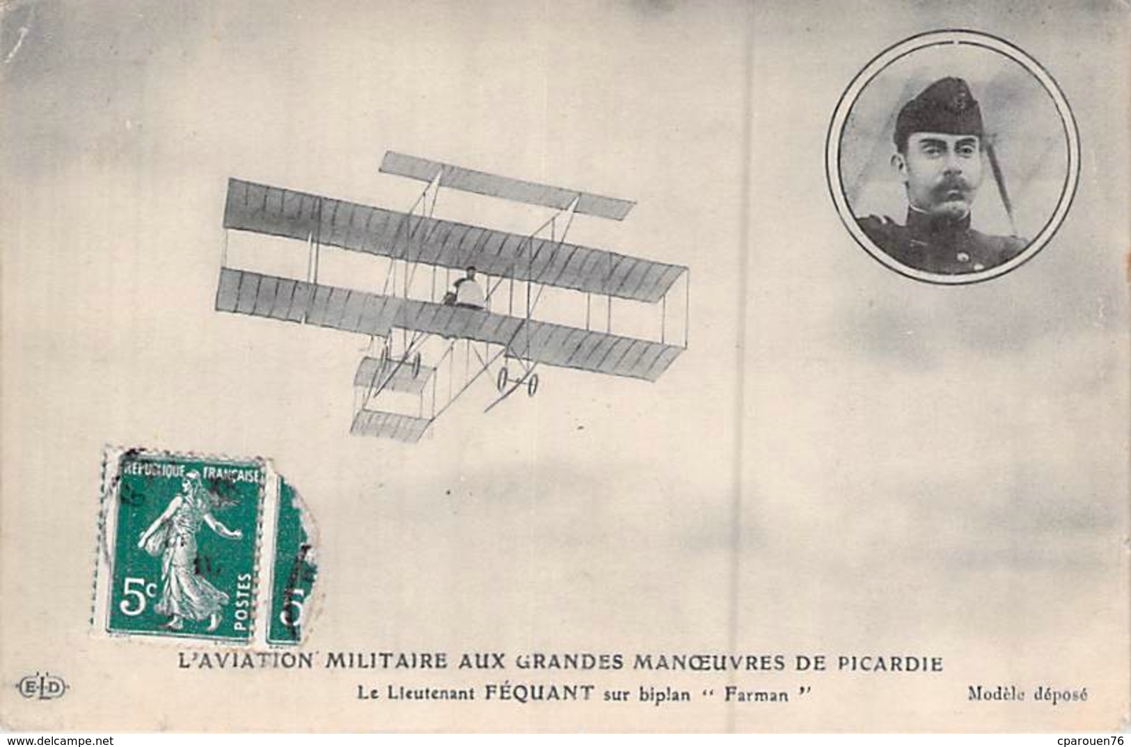 C P A L AVIATION MILITAIRE AUX GRANDES MANOEUVRES DE PICARDIE LIEUTENANT FEQUANT SUR FARMAN - ....-1914: Precursors