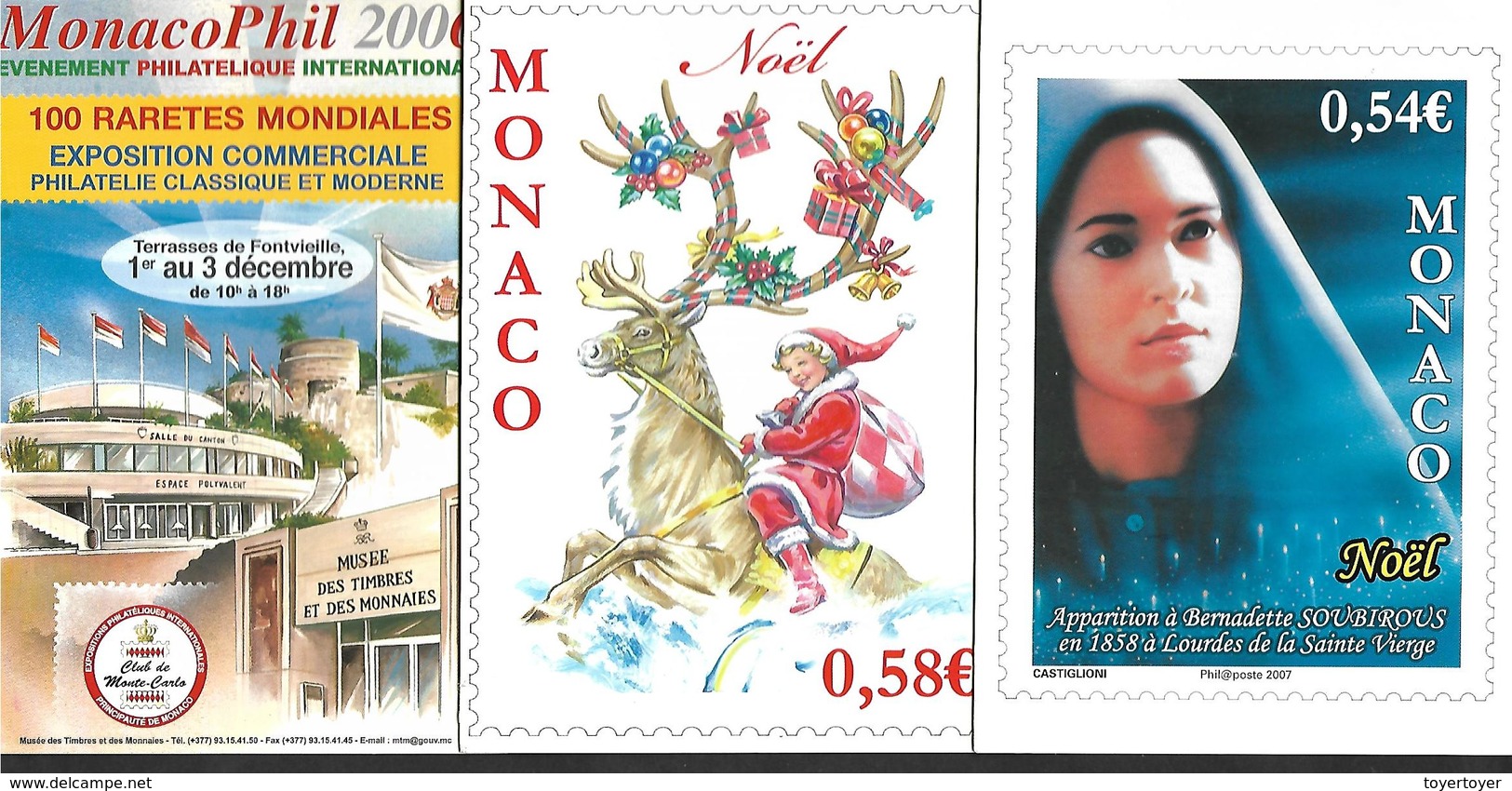 M 61  Monaco Trois Cartes De Voeux De L'office Des Timbres Et Des Monnaies 2006-2008-2011 - Autres & Non Classés