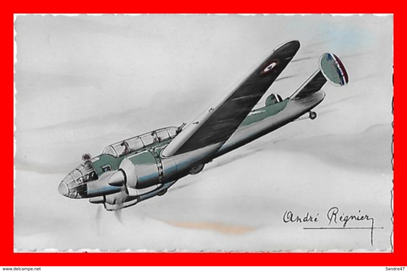 3 CPSM/pf AVIATION.  Quadri-moteur "Forteresse" / "Bloch 174" / Monoplace "Tomawack".  Illustrateur André REGNIER..K908 - 1939-1945: 2ème Guerre