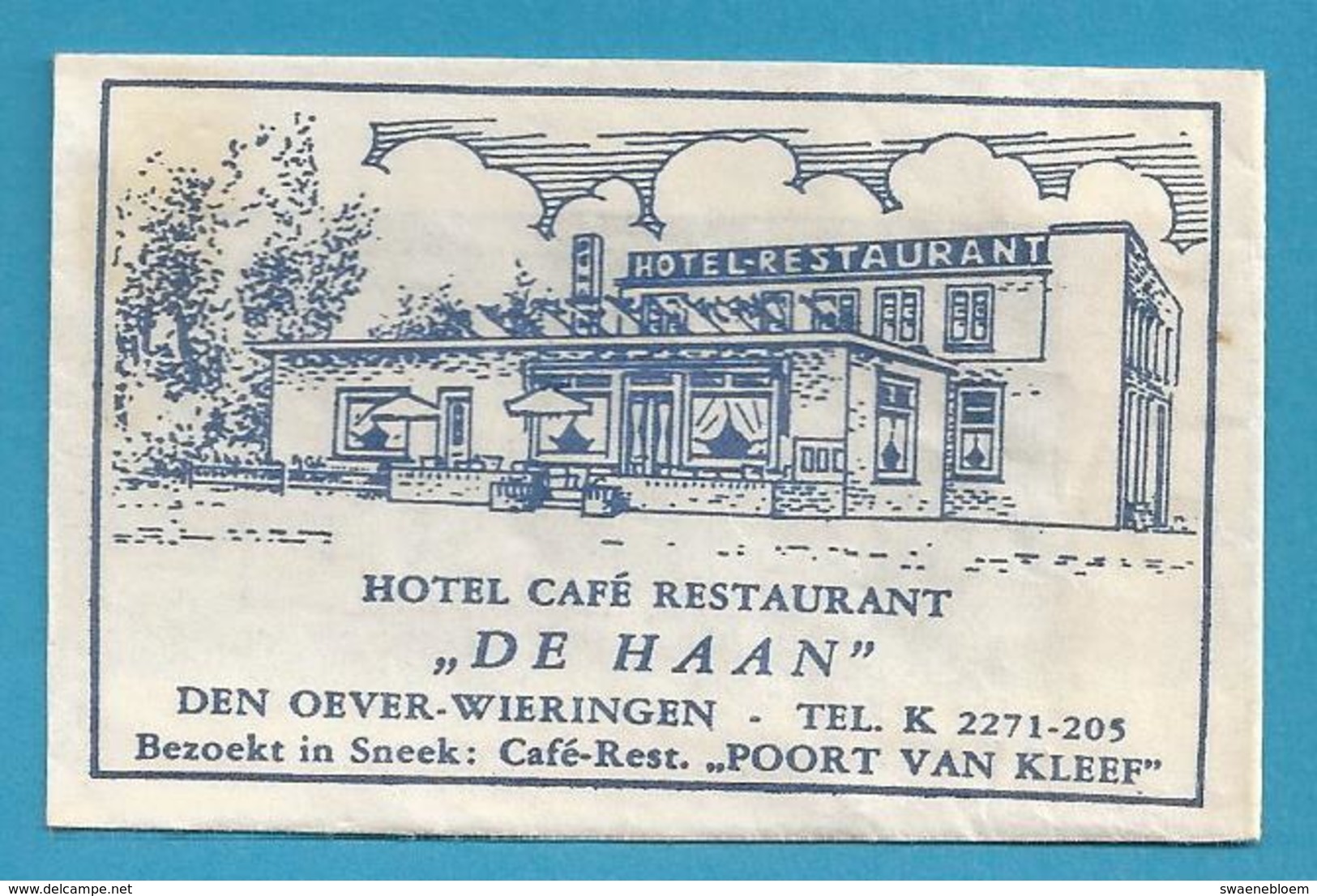 Suikerzakje.- DEN OEVER - WIERINGEN HOTEL CAFÉ RESTAURANT - DE HAAN -. SNEEK - POORT VAN KLEEF -. Zucker. Sugar. Suiker. - Sucres