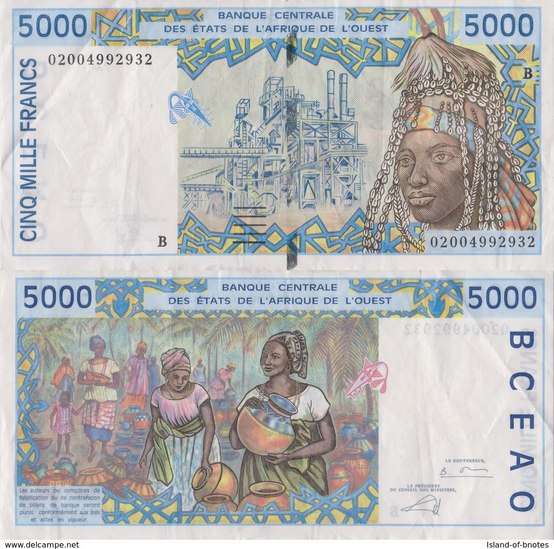 Benin / 5000 Francs / 2002 / P-213B(l) / XF - Benin