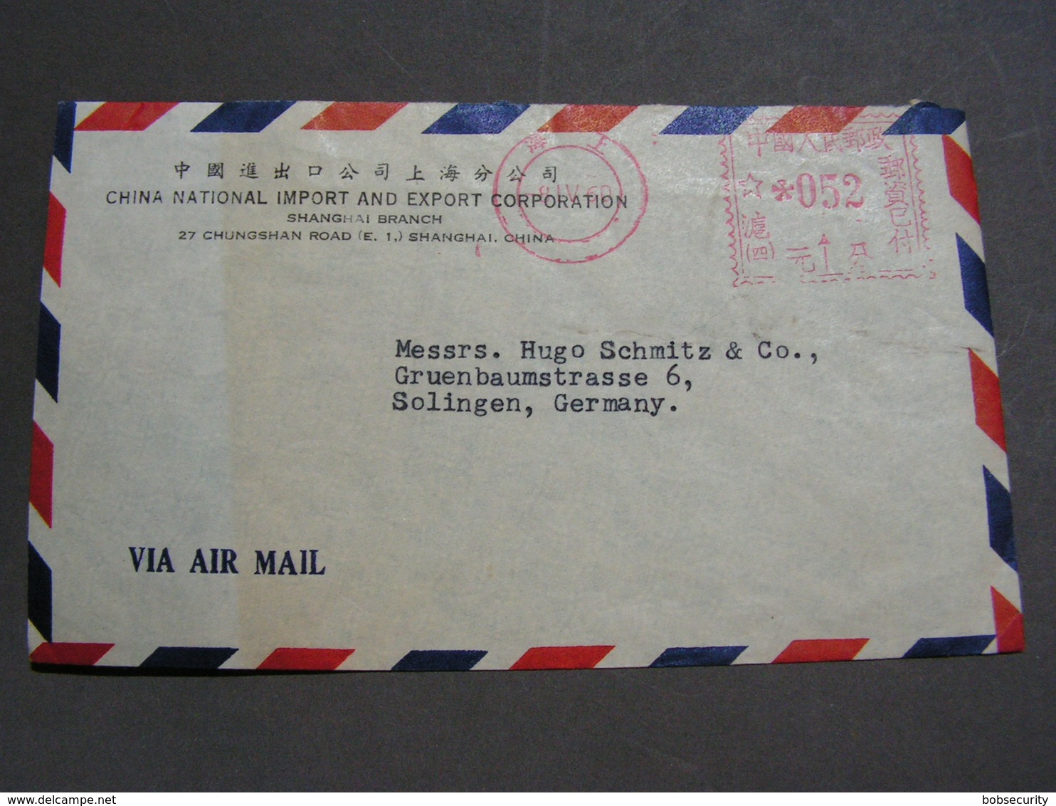 China Cv. To Solingen 1960 - Lettres & Documents