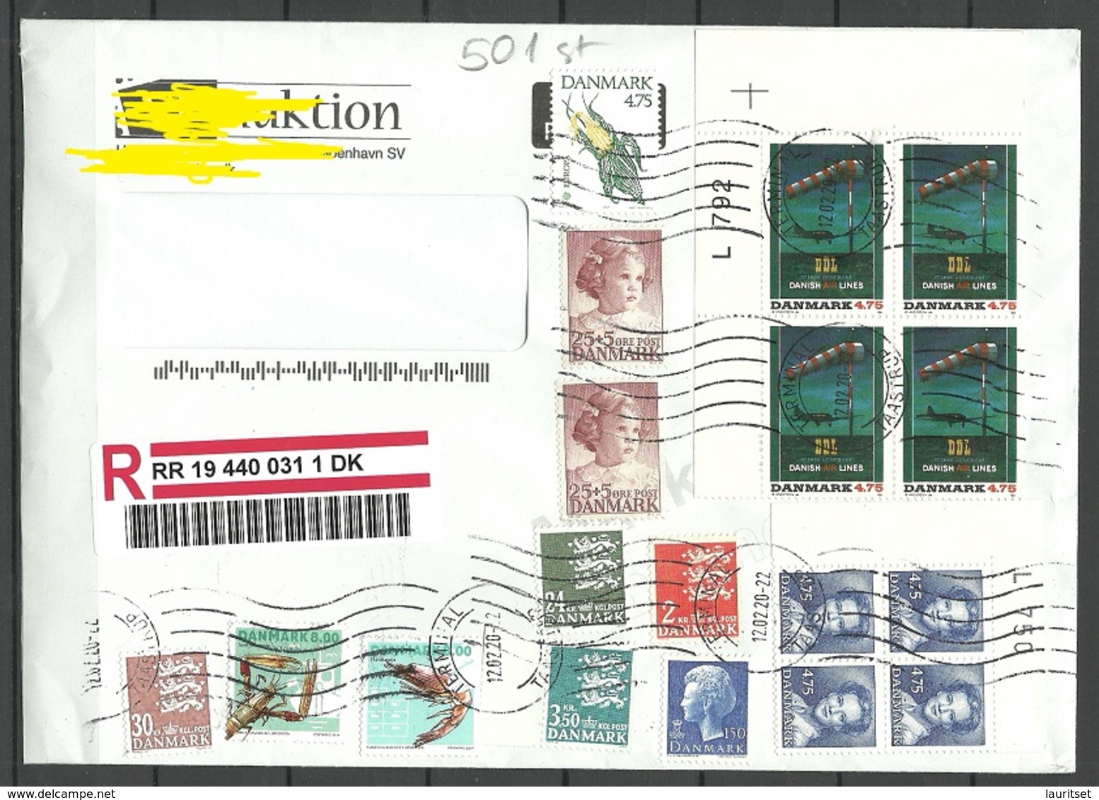 DENMARK Dänemark 2020 Registered Letter With 18 Stamps - Covers & Documents