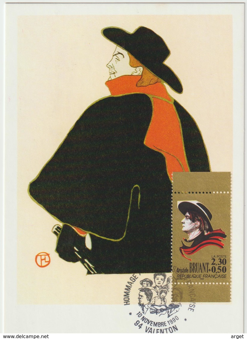 Carte Maximum FRANCE N°Yvert 2649a (Aristide BRUANT) Obl Sp Ill Valenton (Toulouse-Lautrec - Ed Hazan) - 1990-1999