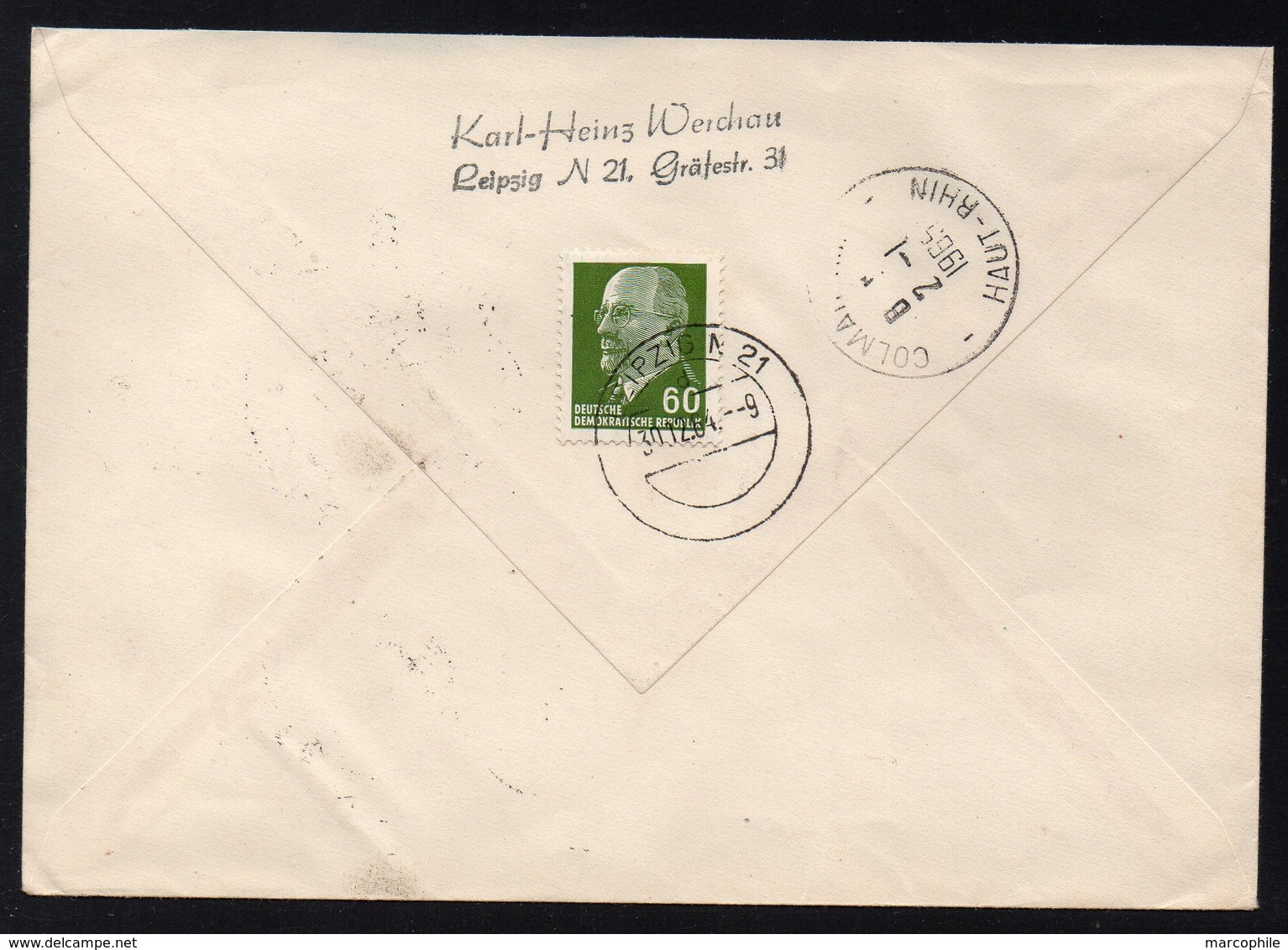 RDA - DDR / 1964  BLOC # 15 SUR LETTRE RECOMMANDEE POUR COLMAR (ref LE3993) - Covers & Documents