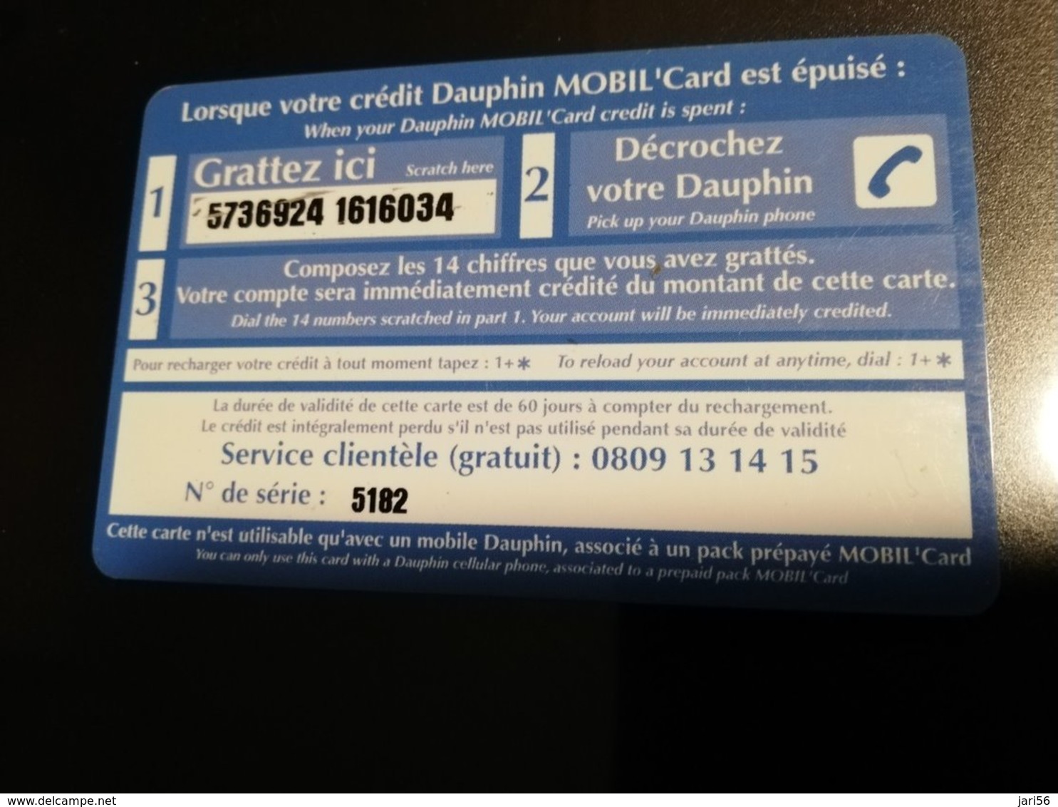 Caribbean Phonecard St Martin French Caribbean MOBIL CARD € 12 ,-  DELPHINS / DAUPHIN TELECOM  ** 044 ** - Antillen (Frans)