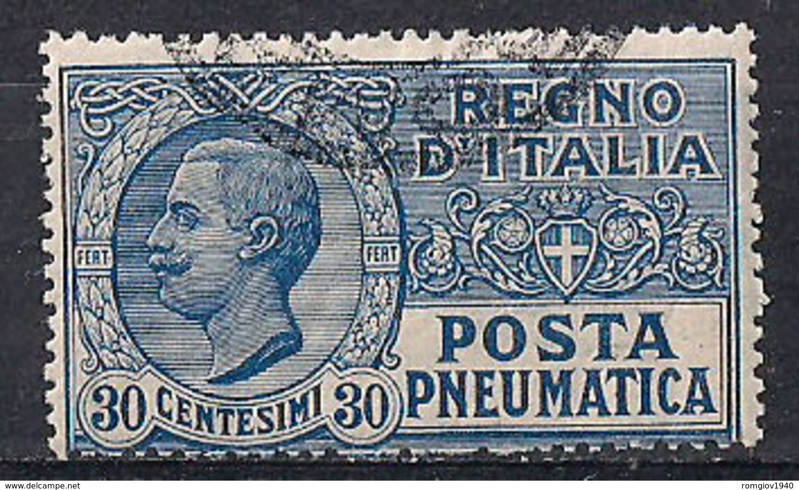 REGNO D'ITALIA POSTA PNEUMATICA 1913-23  EFFIGE DI V.EMANUELE III  SASS. 3 USATO VF - Poste Pneumatique