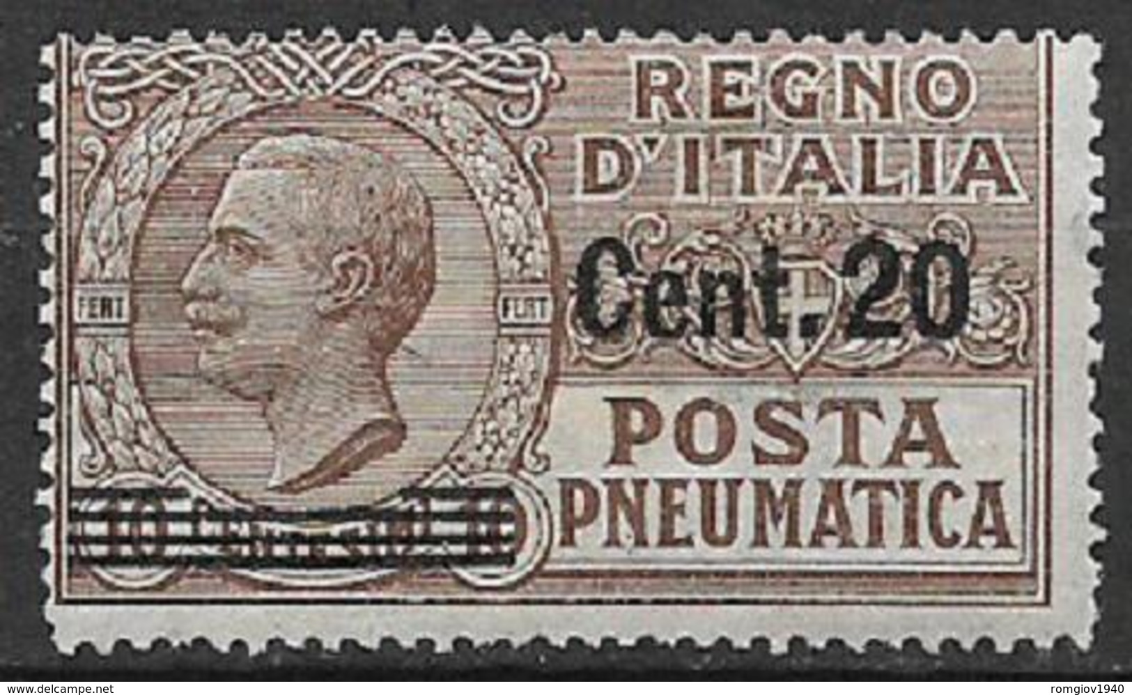 REGNO D'ITALIA POSTA PNEUMATICA 1913-23  EFFIGE DI V.EMANUELE III  SASS. 5 MNH XF - Pneumatic Mail