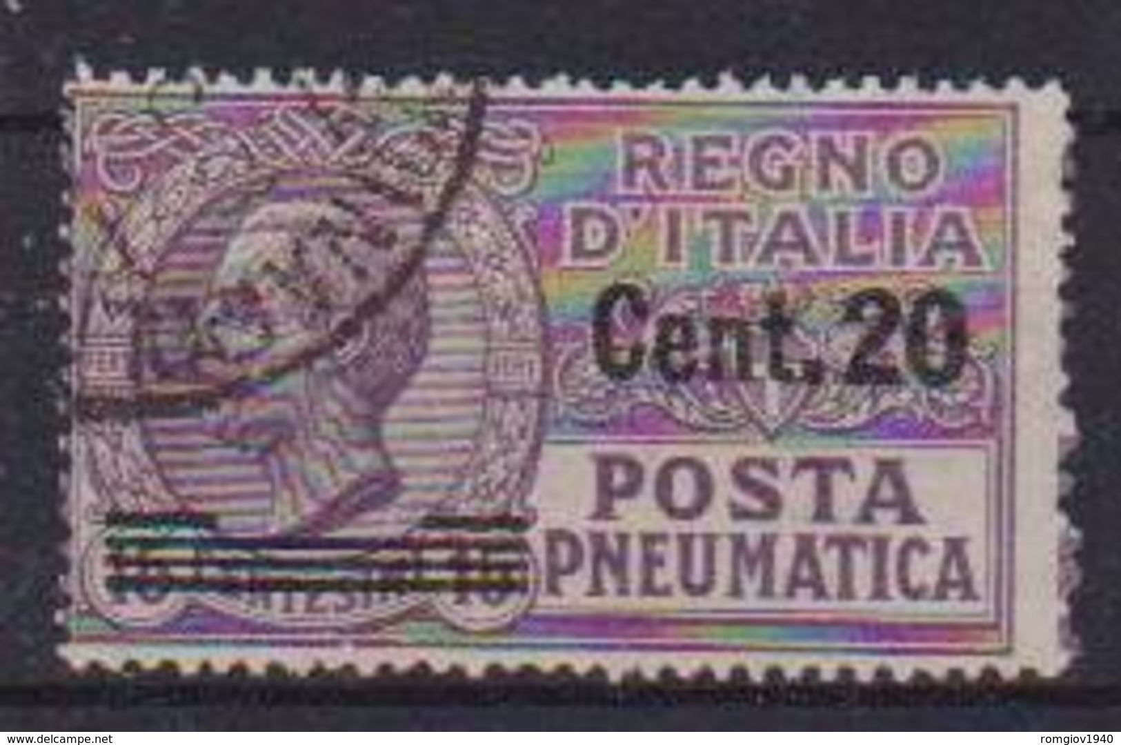 REGNO D'ITALIA POSTA PNEUMATICA 1913-23  EFFIGE DI V.EMANUELE III  SASS. 6 USATO VF - Pneumatic Mail