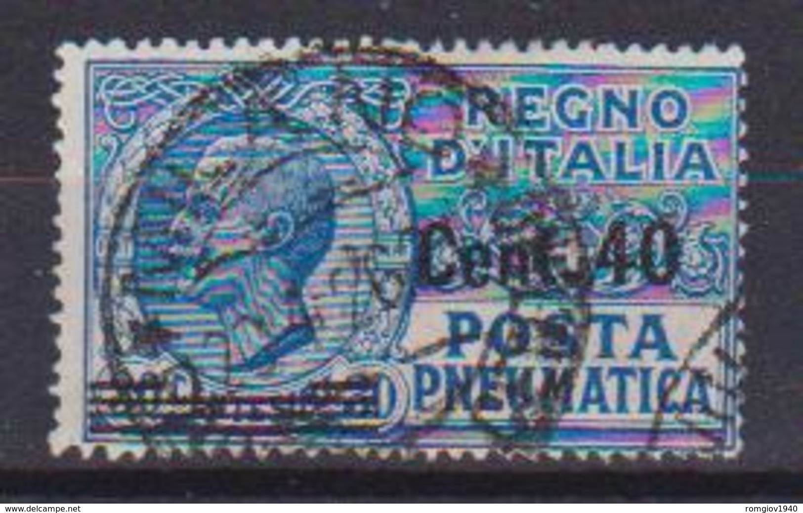 REGNO D'ITALIA POSTA PNEUMATICA 1924-25  EFFIGE DI V.EMANUELE III  SASS. 7 USATO VF - Poste Pneumatique