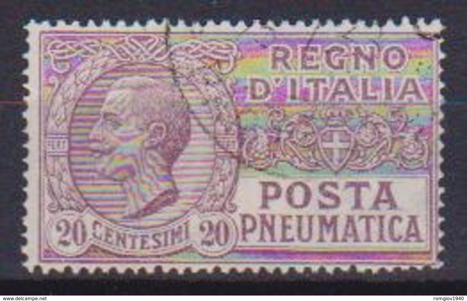 REGNO D'ITALIA POSTA PNEUMATICA 1925  TIPO DEL 1913-23 EFFIGE DI V.EMANUELE III SASS. 8 USATO VF - Poste Pneumatique