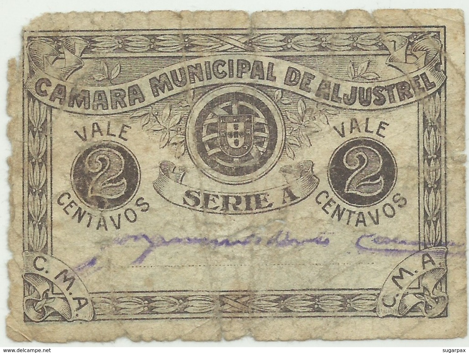 ALJUSTREL - Cédula De 2 Centavos - M.A. 156 - Used - ND - Portugal - Emergency Paper Money - Notgeld - Portogallo