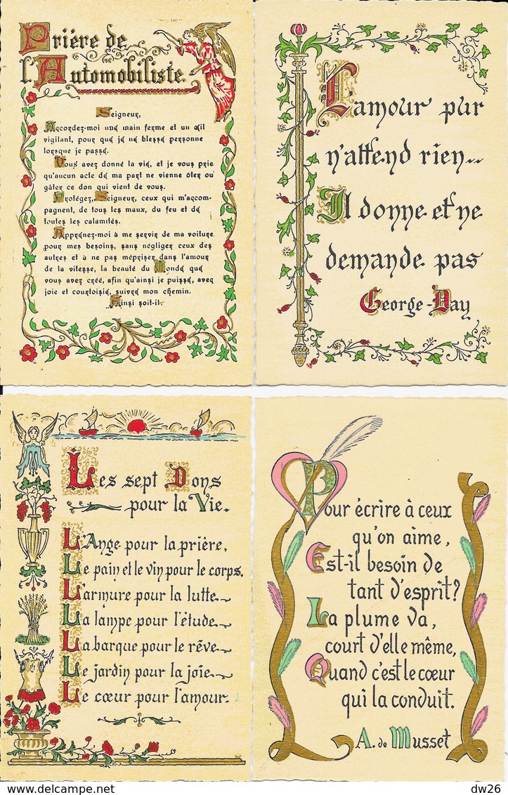 Prières Et Citations Avec Enluminures - Lot De 7 Cartes Illustration, Edition Roussel Graveur - Philosophie & Pensées