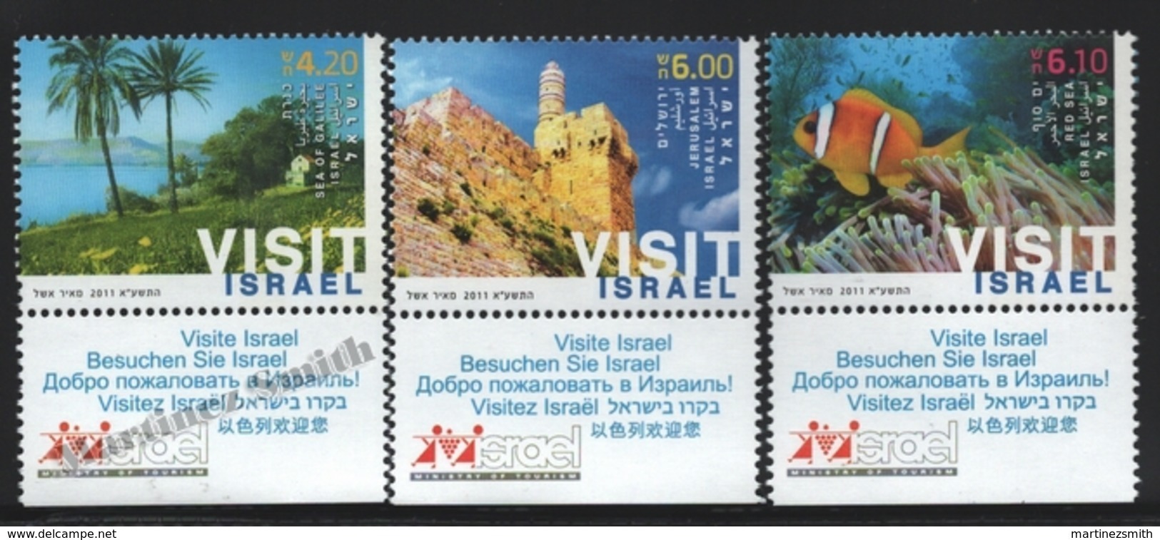 Israel 2011  Yv. 2116-18, Tourism, Visit Israel (I) – Tab - MNH - Unused Stamps (with Tabs)