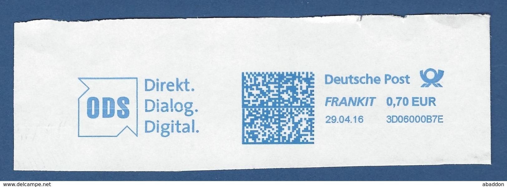 Deutsche Post FRANKIT - 0,70 EUR 2016 - 3D06000B7E - ODS Direkt Dialog Digital - Computers