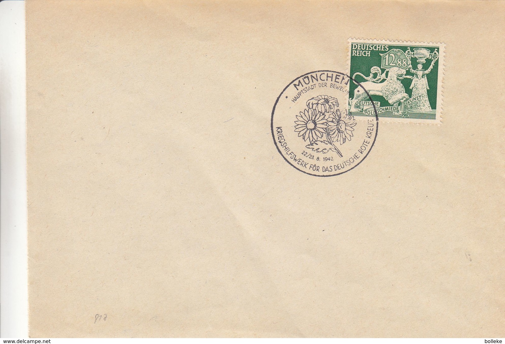 Allemagne - Empire- Lettre De 1942 - Oblit München - Croix Rouge - Fleurs - Briefe U. Dokumente