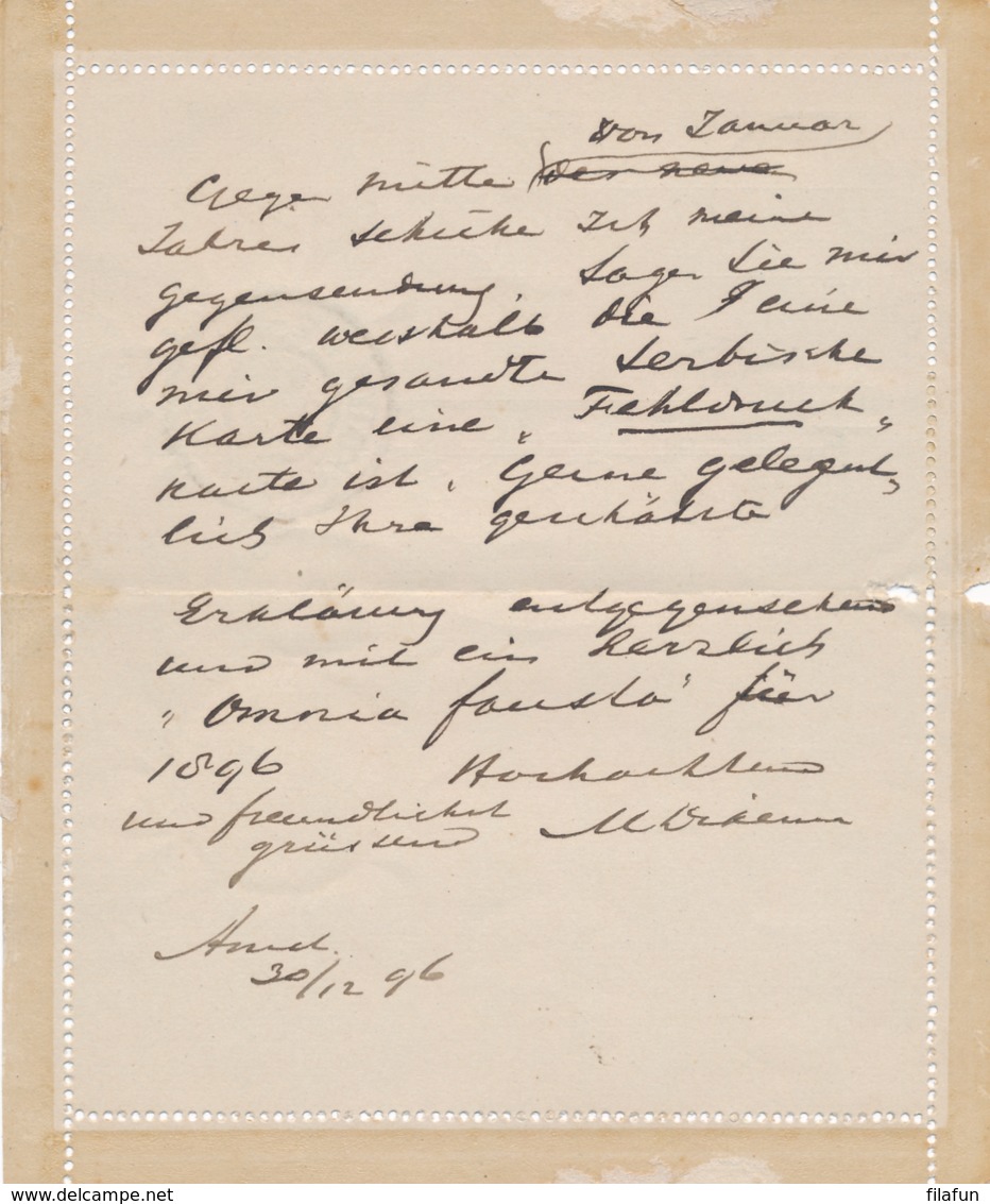 Nederland - 1896 -  5 Cent Hangend Haar, Postblad G6 + 7,5 Cent HH & 2 Cent Van KR Amsterdam/14 Naar Budapest / Hungary - Postal Stationery