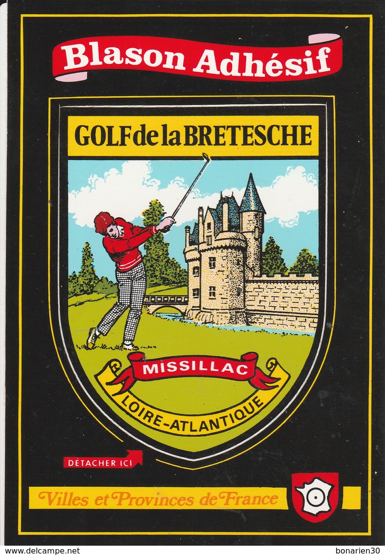 CPSM 44 MISSILLAC GOLF DE LA BRETESCHE BLASON ADHESIF KROMA - Missillac