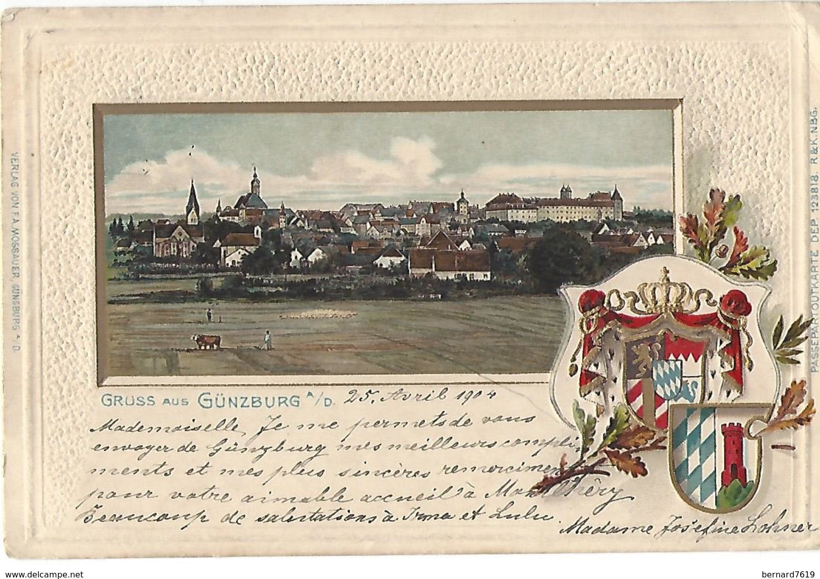 Allemagne   Guenzburg  Gruss Aus Gunzburg  Carte Avec Leger Relief - Guenzburg