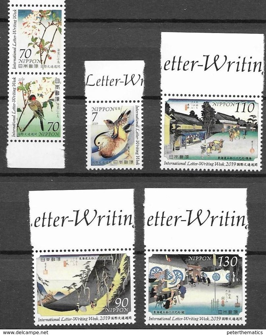 JAPAN, 2019, MNH, LETTER WRITING WEEK, BIRDS, FLOWERS, MOUNTAINS, VILLAGE SCENES, 6v - Autres & Non Classés