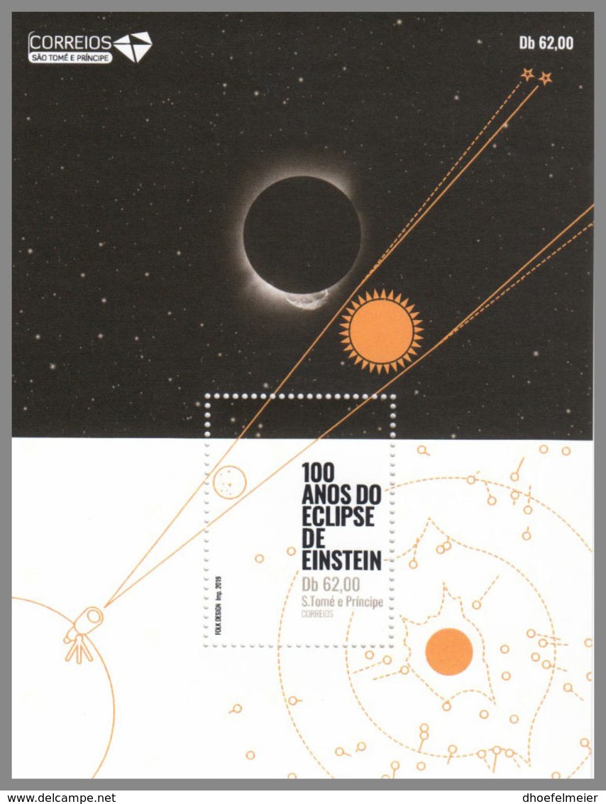 SAO TOME 2019 MNH Albert Einstein Eclipse Sonnenfinsternis S/S - OFFICIAL ISSUE - DH2008 - Albert Einstein