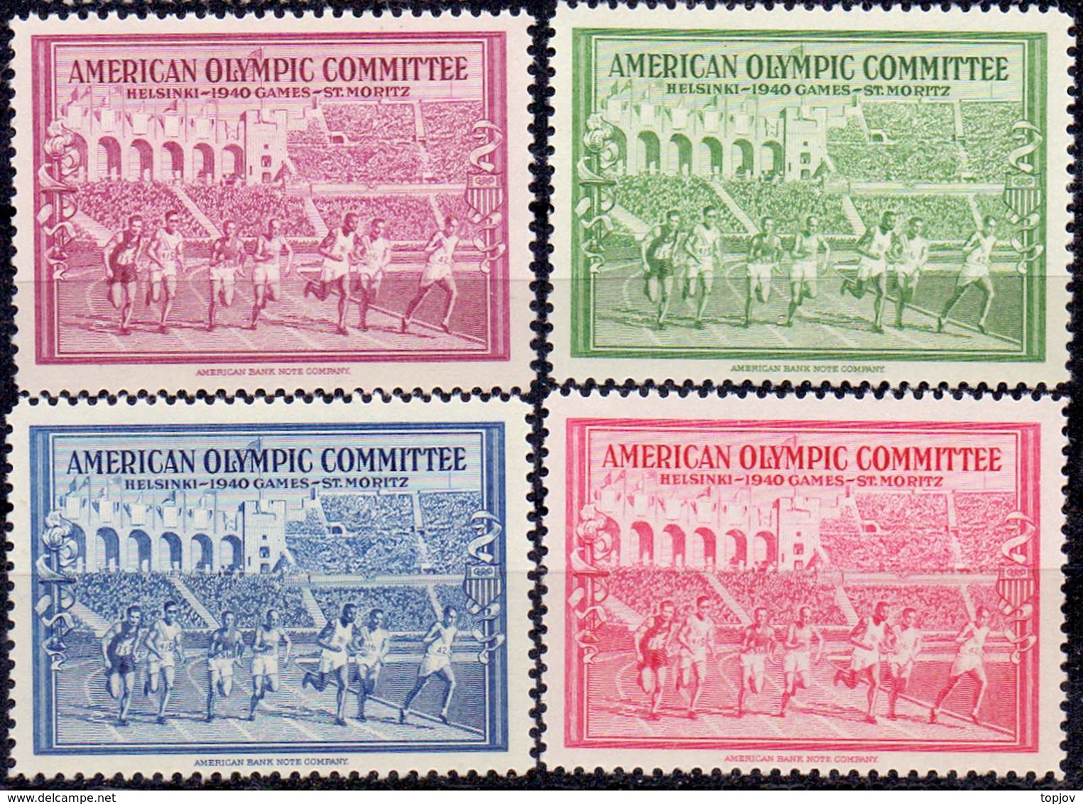 USA - OLYMPICS COMMITTEE - HELSINKI St. MORITZ - 4 Color Complet. - **MNH - 1940 - Hiver 1948: St-Moritz