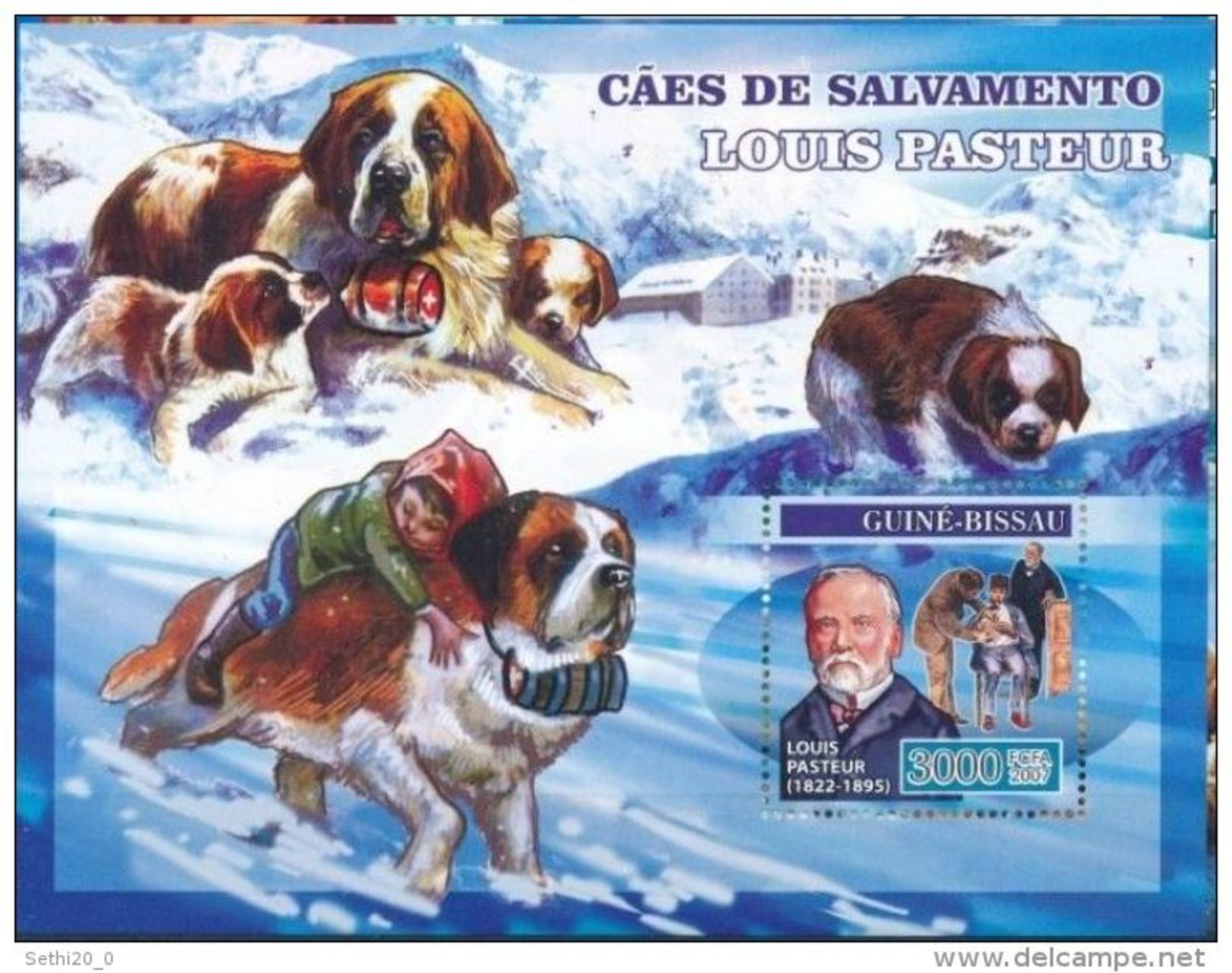 Guinée Bissau 2007 Louis PASTEUR Dogs Chiens De Sauvetage MNH - Louis Pasteur