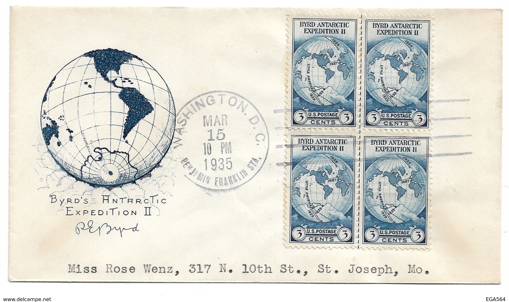 An - Etats Unis 753 Scott De 1935"Farley's Follies" FDC Du 15.03.1935 WASHINGTON. Ligne Bleue Verticale De Séparation - Other & Unclassified