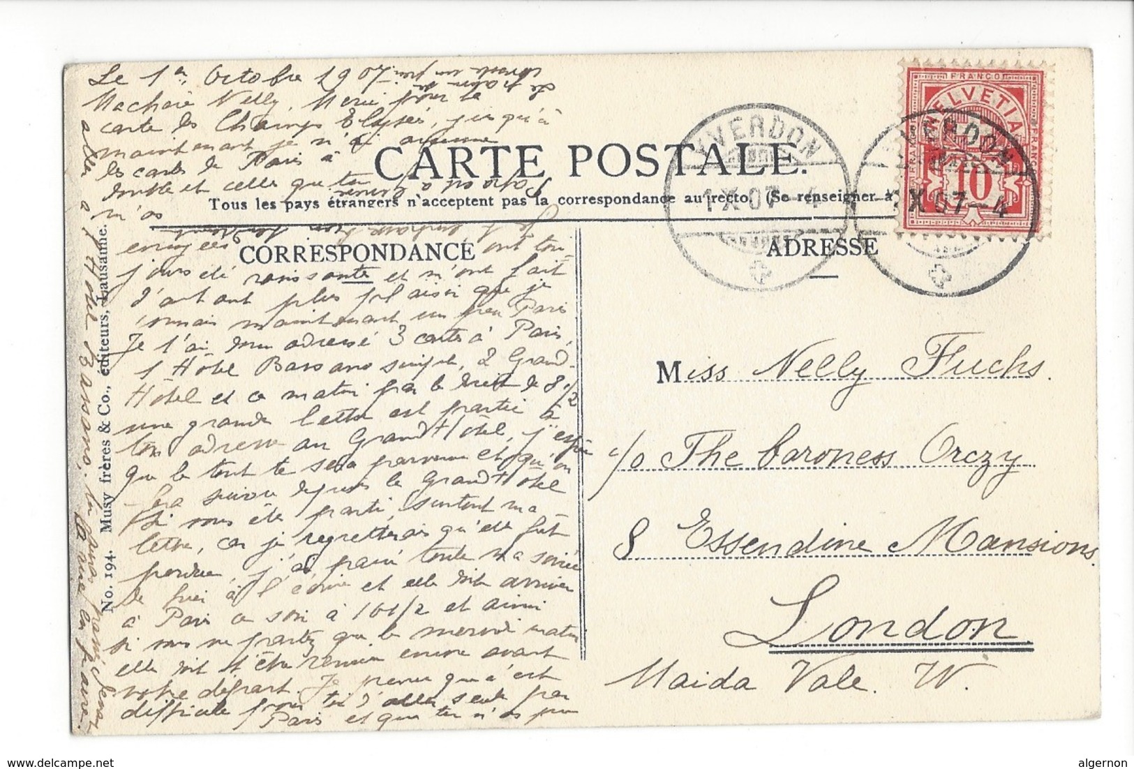 24246 - Rives Du Lac Léman + Cachet Yverdon 1907 - Préverenges