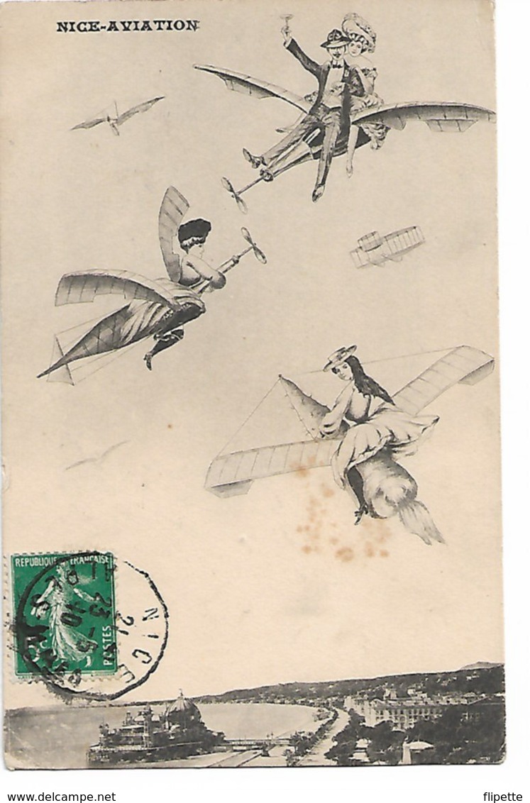 L100F040 - Nice Aviation - Dessin Humoristique De Différents "aéroplanes" - Meeting De 1910 - Autres & Non Classés