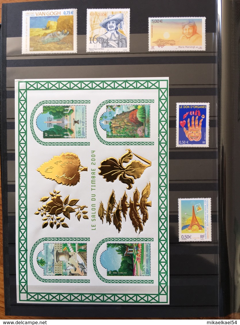 2004 ANNEE COMPLETE LUXE ** - timbres émis en feuille, adhésifs, Poste Aérienne, préoblitéré, bloc et carnet - NEUF