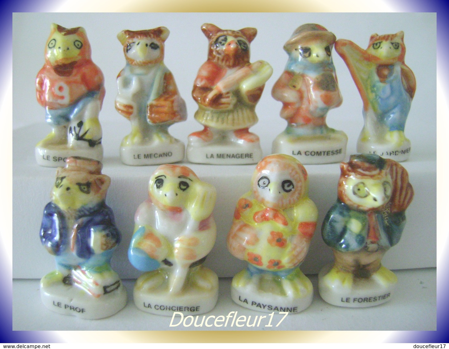 Chouettes 1997 ... 9 Fèves .. Ref AFF : 71-1997...(pan 003) - Animaux