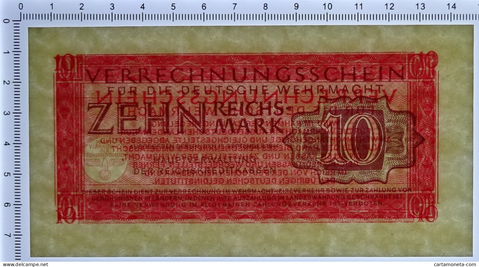 10 REICHSMARK VERRECHNUNGSSCHEIN FUR DEUTSCHE WERMACHT BERLIN 15/09/1944 SUP+ - 2. WK - Alliierte Besatzung