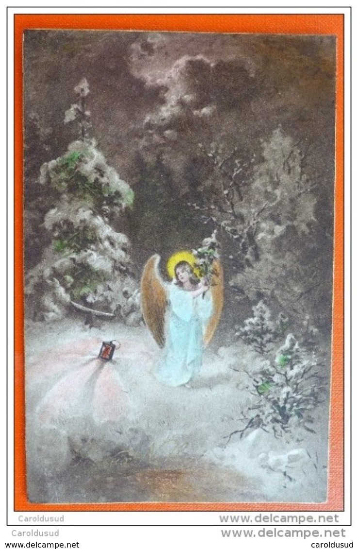 Litho Illustrateur H.H.I.W. HHIW 1073 VIENNE  ANGE Fille Ailes Ange Dans Neige Sapin LANTERNE Lumineuse - Angeles