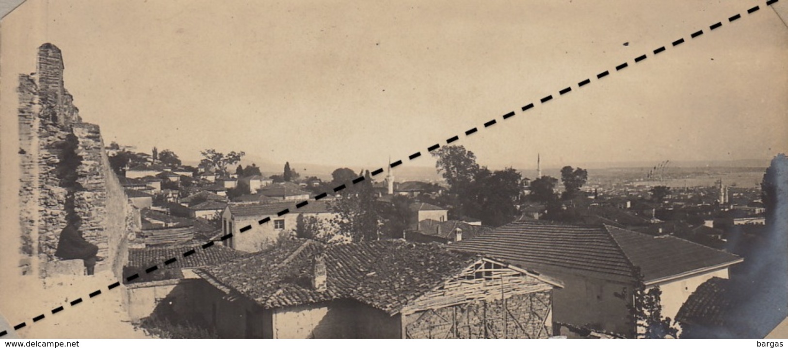 1916 Photo Panoramique Armée Française Au Front De Salonique Macédoine Vue De Salonique - War, Military