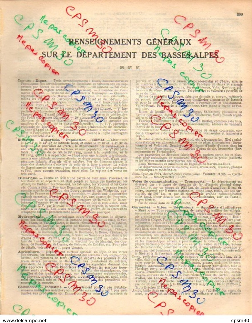 ANNUAIRE - 04 - Département Basses Alpes - Année 1933 - édition De Didot Bottin - 19 Pages - Annuaires Téléphoniques