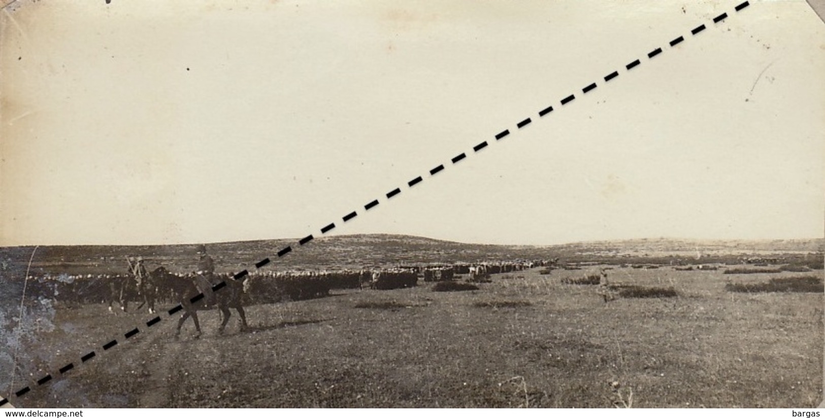 1916 Photo Panoramique Armée Française Au Front De Salonique Macédoine Revue Général Bailloud Entre Rombe Et Jicktar - Oorlog, Militair