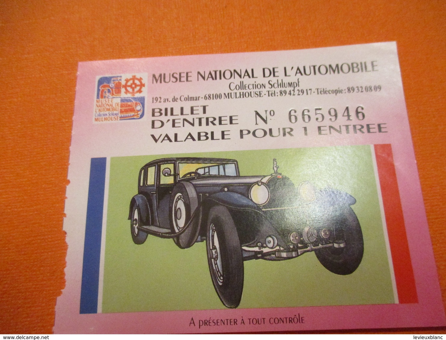 Musée National De L'Automobile/ Collection Schlumpf/Bugatti /MULHOUSE/ 1993        TCK194 - Eintrittskarten