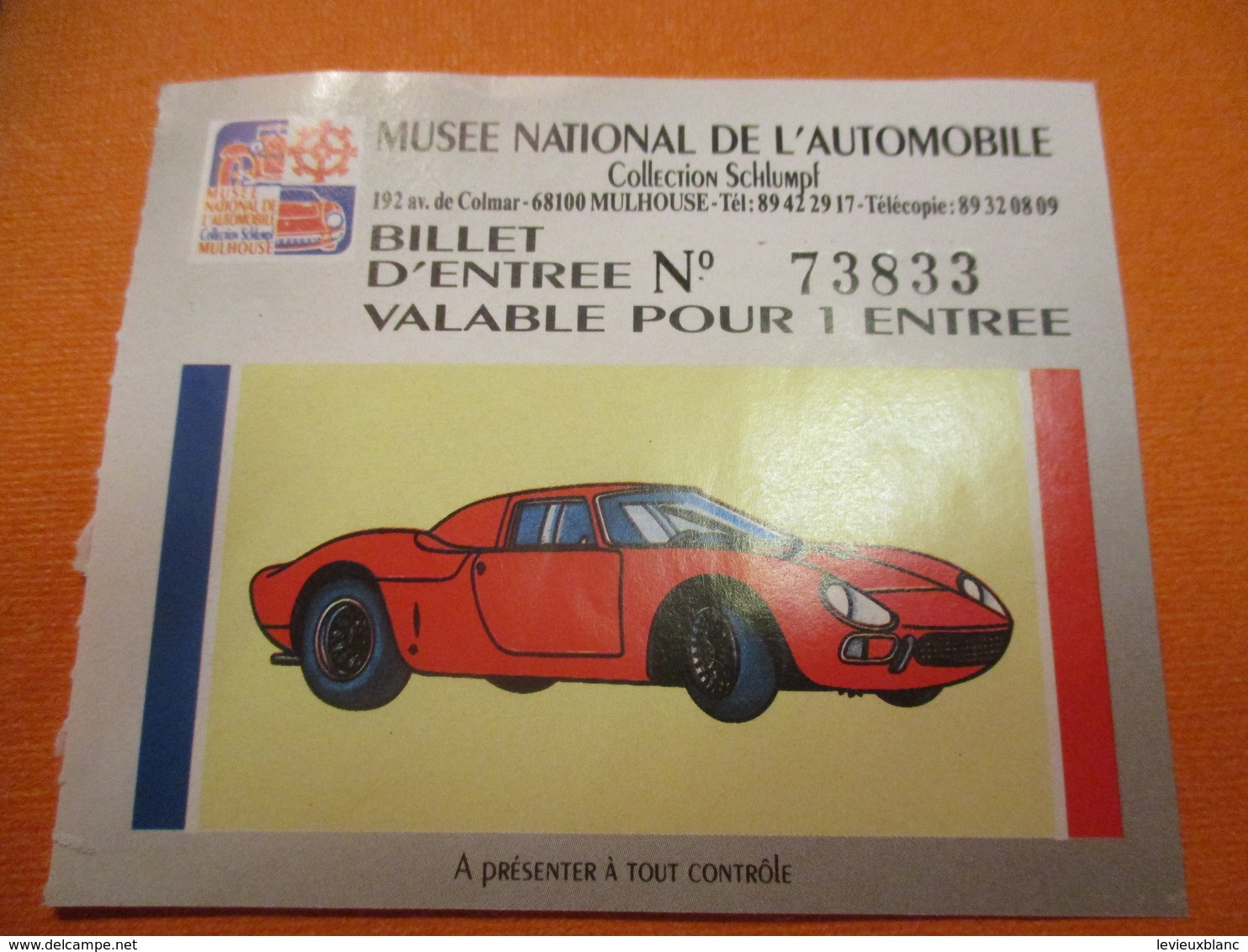 Musée National De L'Automobile/ Collection Schlumpf/Ferrari?  /MULHOUSE/ 1993        TCK195 - Tickets D'entrée